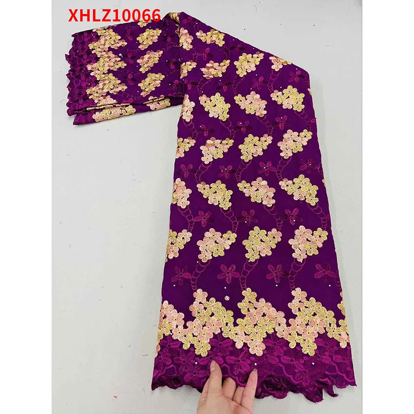 

Africa Senior cotton edge printing 5 yards lace fabric XHLZ10066