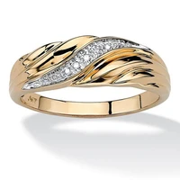 fashion creative twisted men women ring exquisite gold color metal inlaid with white zircon engagement ring jewelry