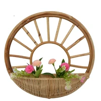 new design ratan woven wall basket decor flower rattan basket for decoration hot sale natural storage baskets detachable