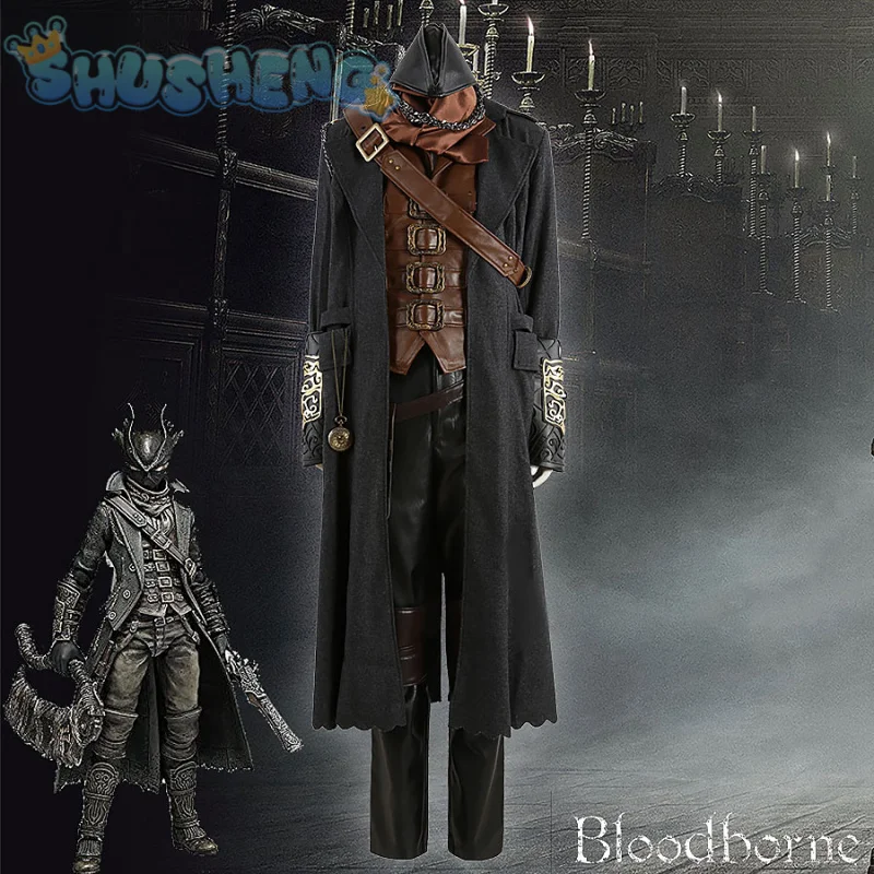 Игра Bloodborne Косплей Gehrman Hunter Костюм Шляпа Маска Шарф Карманные аксессуары