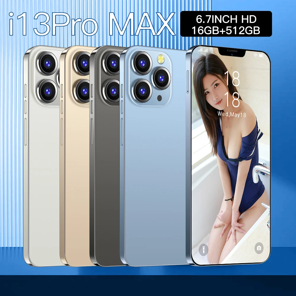 

Global Version i13Promax 6.7 inch Smartphone Dual SIM 5G 4G 16GB RAM + 512GB ROM Dual SIM 32MP+50MP Face Unlock cellular phone