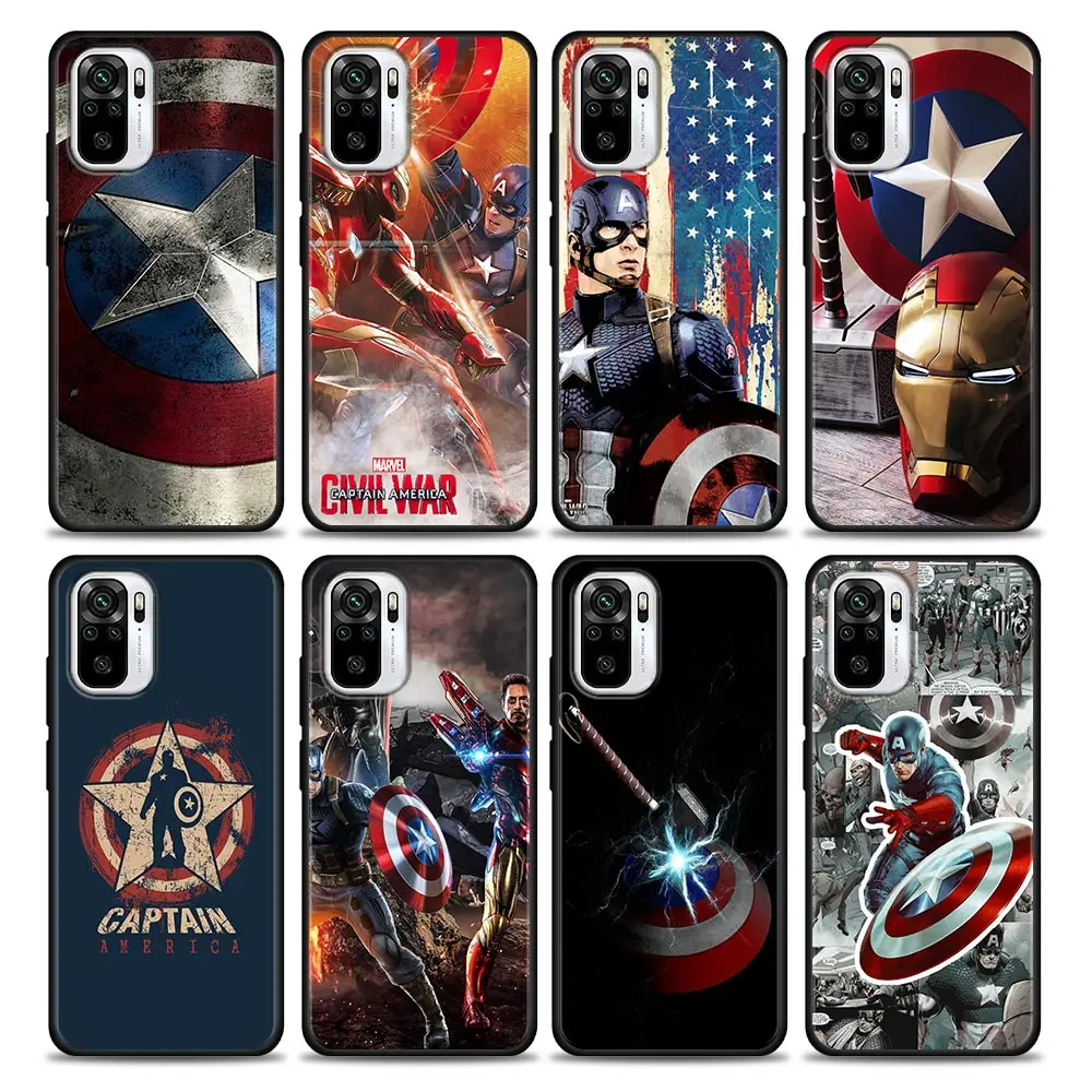 

Marvel Shield Captain America Civil War Silicone Case For Xiaomi Redmi Note 10 Pro 8 9 11 Pro Plus 7 8T 9T 10S 11S 5G Soft Cover