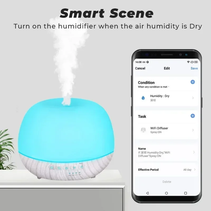 Диффузор эфирного масла на 500 мл с увлажнителем динамиком Bluetooth создает