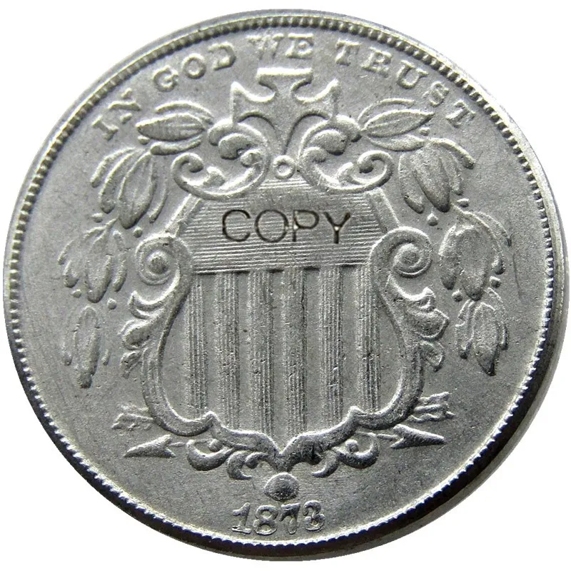 США 1873 щит никель пять центов копия монеты