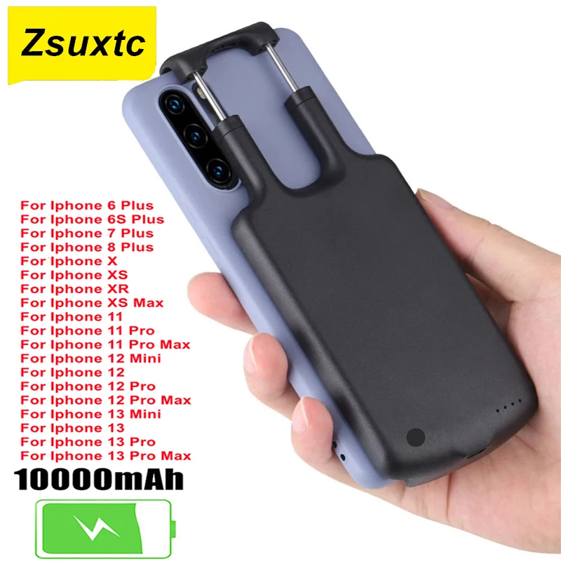 

10000Mah Power Case For iphone 13 Mini 12 Pro Max 6 6S 7 8 Plus X XR XS Max 11 Pro Max Battery Charger Case Bag Cover Power Bank