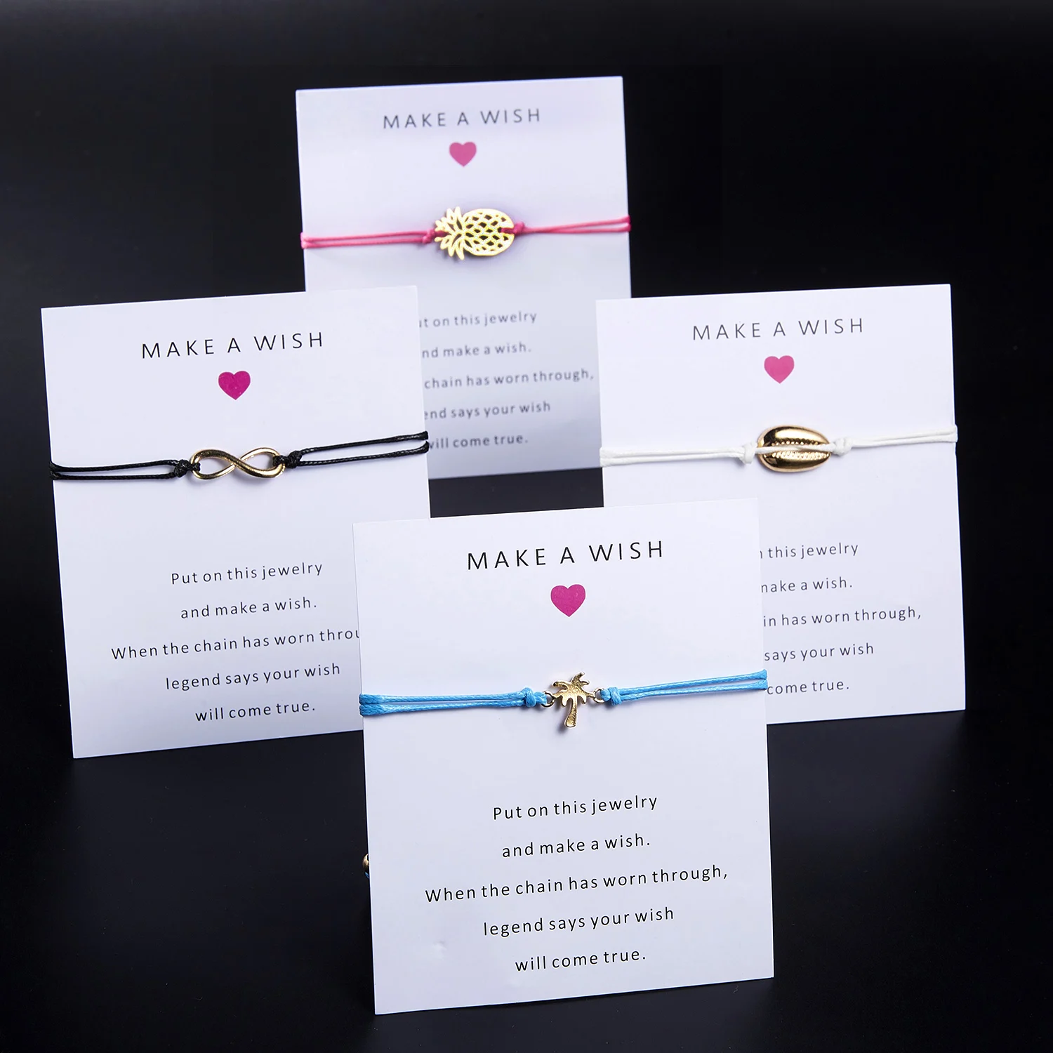 

Fashion 8 Word Infinity Rope Bracelet for Women Men Couple Shell Tree Handmade Braided String Pineapple Adjustable Party Gift