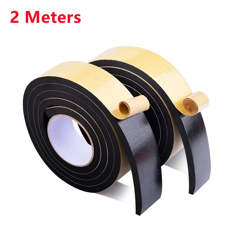 

2 Meters Self Adhesive Rubber Sponge Seal Strip Single Sided Adhesive EVA Black Foam Soundproof Strip Anti-collision Gasket