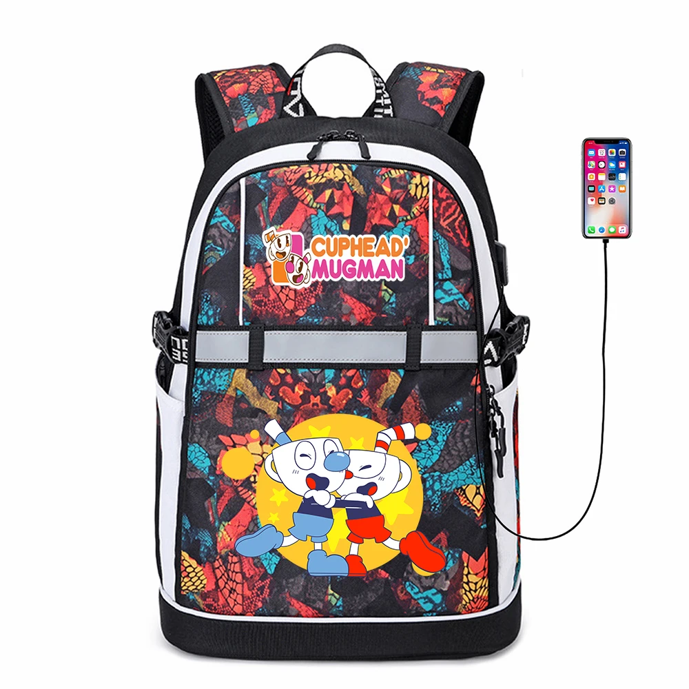 

Повседневный Рюкзак из ткани Оксфорд с принтом аниме, дорожный школьный ранец с USB-разъемом, сумка для ноутбука на молнии для студентов-подр...