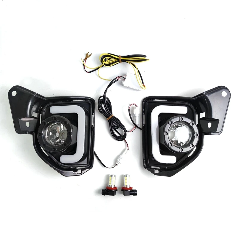 

10Pcs LED 12V ABS Car Fog Lamp DRL Daytime Running Light For Toyota Hiace 2014 2015 2016 2017 2018 With Turn Signal
