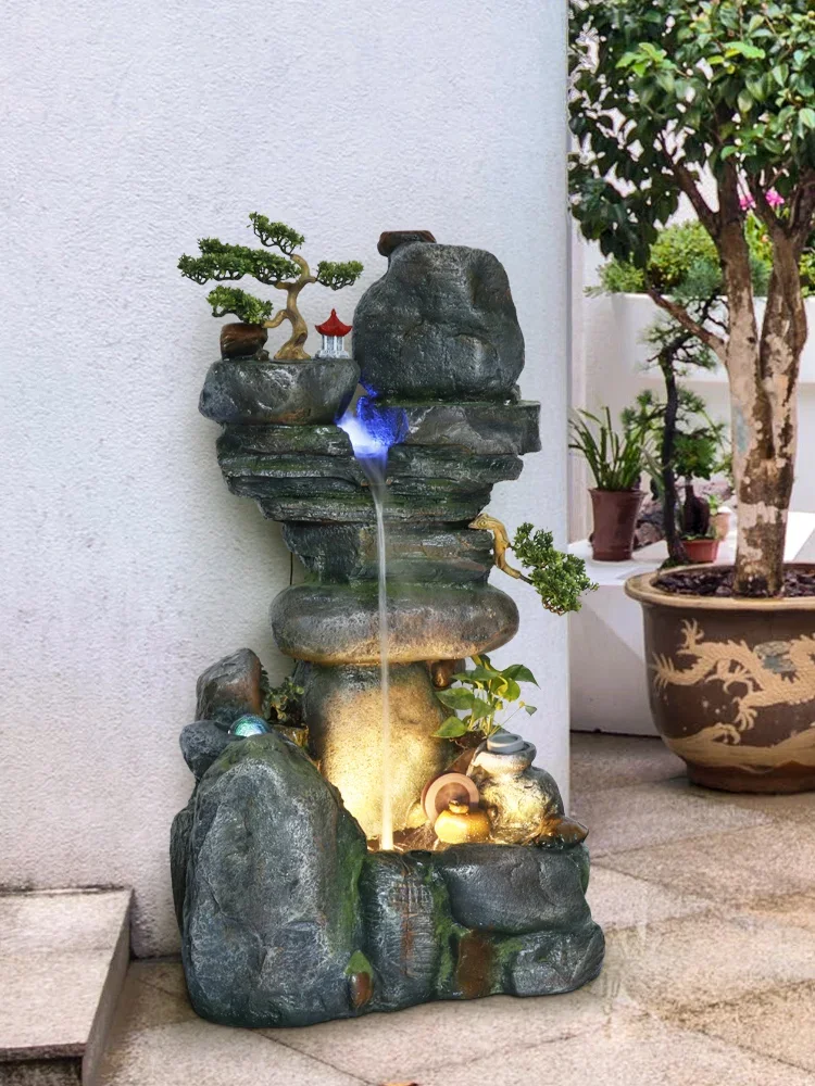

Wyj Indoor Artificial Mountain and Fountain Fish Pond Balcony Living Room Garden Courtyard Feng Shui Fortune Decoration
