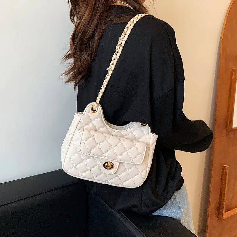 Luxury Women Fashion Rhombic Lattice Crossbody Bags Designer Vintage Shopper New Chain Messenger Bags Soft Flap Crossbody Pack