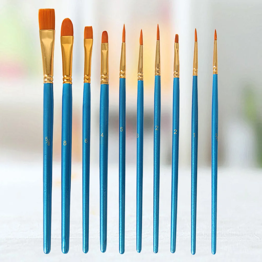 

20Pcs Kids Brushes Nylon Hair Brushes Flat Head Pens Painting Tool for Watercolor Oil Painting (Blue)