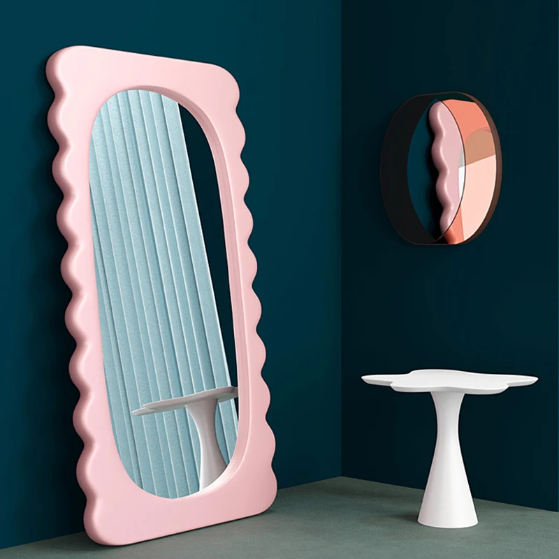 

Modern Bedroom Mirror Rectangular Wavy Full Body Standing Floor Living Room Mirror Aesthetic Irregular Espejo Home Decorating