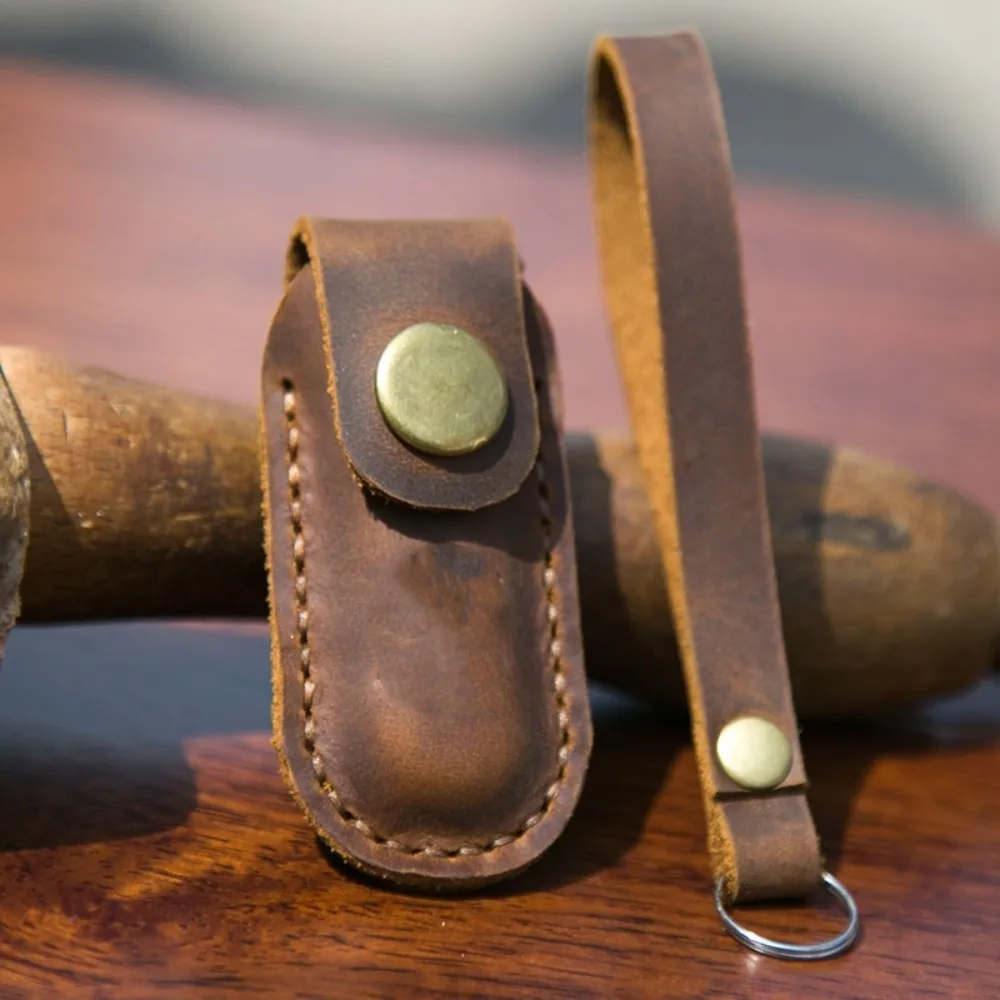 

Genuine Leather Cover Knife Case For Huntsman Climber Spartan Mountaineer Camper Fisherman 91MM Army Pocket Knive Scabbard