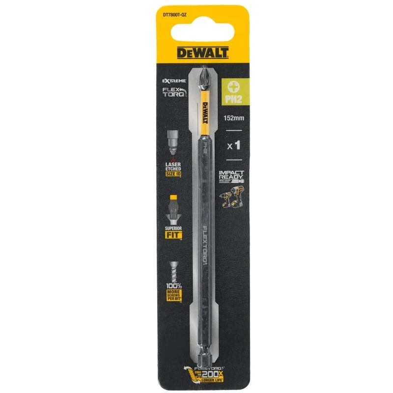 DEWALT PH2 DT7800T ударные сверла FLEX TORQ 152 мм высокая твердость износостойкость деревообрабатывающая металлическая головка винта (art.: 3920c852bc29d) - 3920c852bc29d