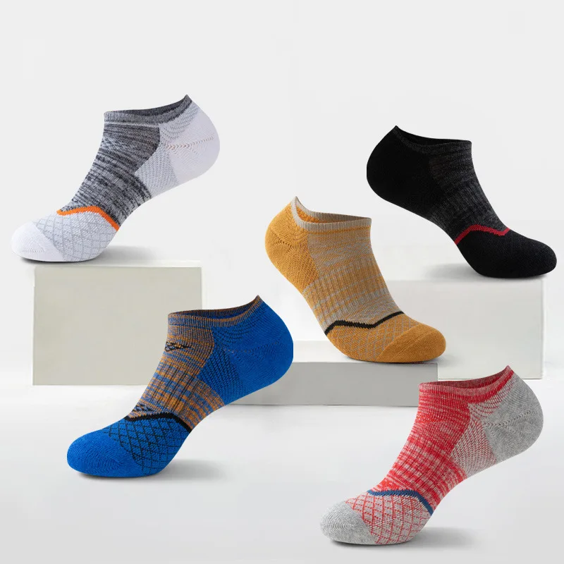 Sports Socks Sports Socks Men's Socks Summer Cotton Boat Socks Low Tube Help Non-slip Running Professional Sneakers Towel Socks