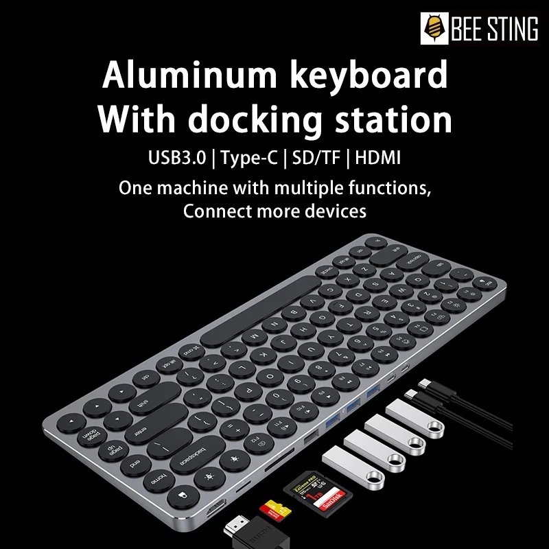 

. Backlit Keyboard With Expansion Dock TypeC HUB USB-C HUB Multi USB 3.0 HDMI Adapter Docking Station For iPad Huawei Samsung