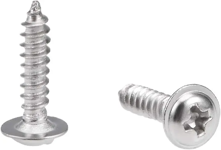 

2x6mm Self Tapping Screws Phillips Pan Head with Washer Screw 304 Stainless Steel Fasteners Bolts 50Pcs