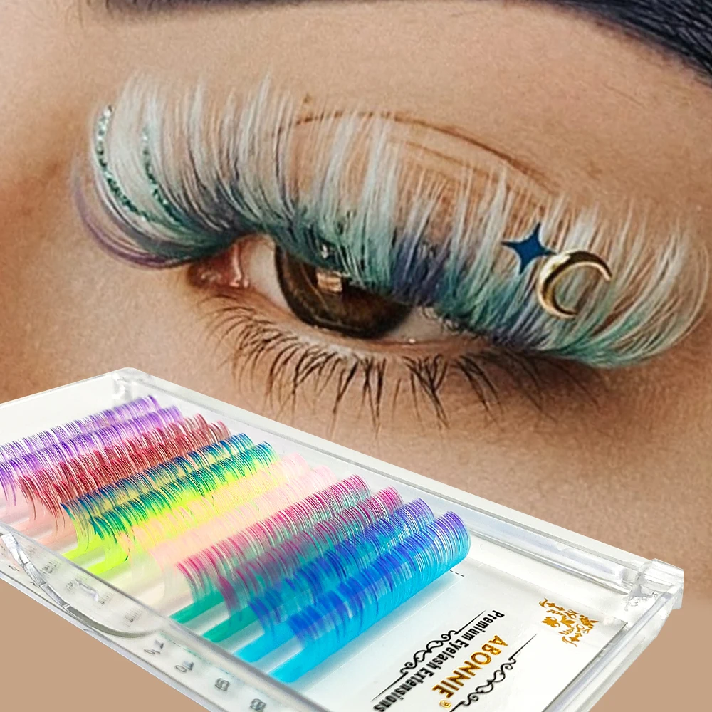 

Abonnie Colored Lashes Extensions Ombre Colors Eyelashes Glitter Eyelash Spikes Lash Extensions D Culr Cilios