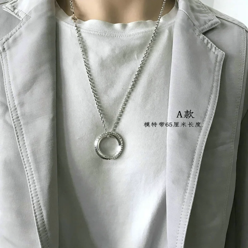Кулон-Кольцо из стерлингового серебра модный креативный кулон с круглой пряжкой