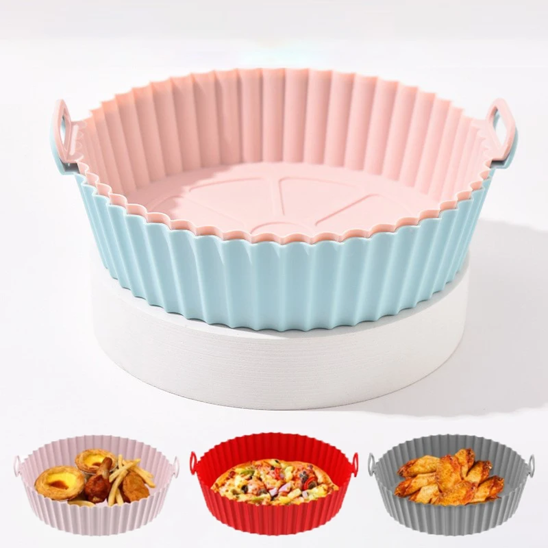 Silicone Basket Thicken Silicone Mold For Air Fryer Pot Oven Baking Tray Fried Chicken Pizza Mat Air Fryer Accessories