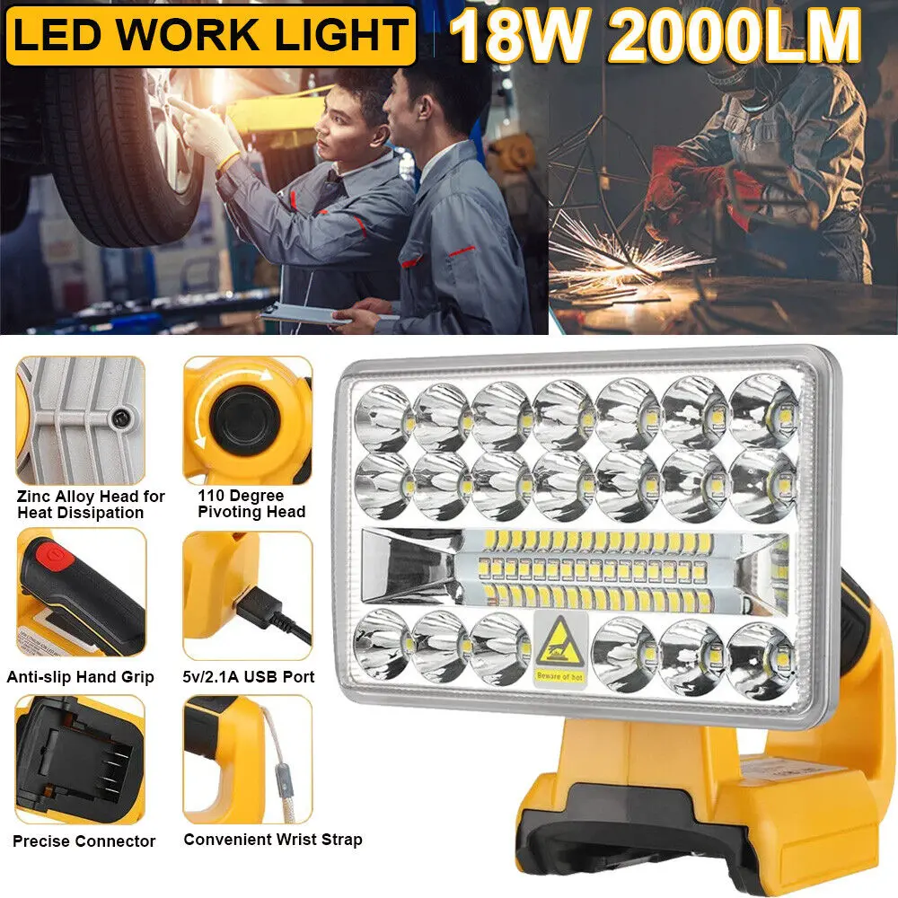 LED Work Light 20V MAX XR DCB205 Li-Ion Battery 2000LM 18W Suitable For DeWalt flashlight  work light rechargeable