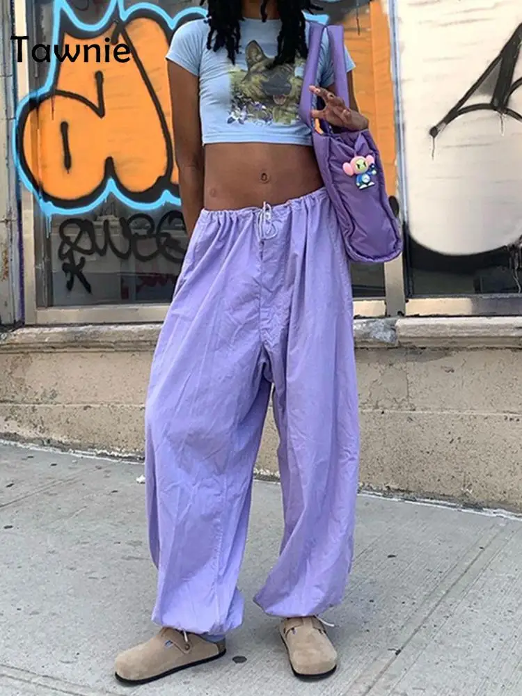 

Tawnie Y2K Baggy Cargo Pants Women Loose Casual Aesthetic Streetwear Wide Leg Purple Sweatpants Joggers Trousers 2022 Summer