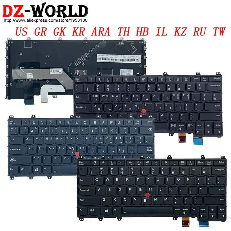 

US English GR GK KR ARA TH HB IL KZ RU TW Backlit Keyboard For Lenovo Thinkpad S1 4th X380 Yoga 370 260 Laptop 01AV675 01AV688