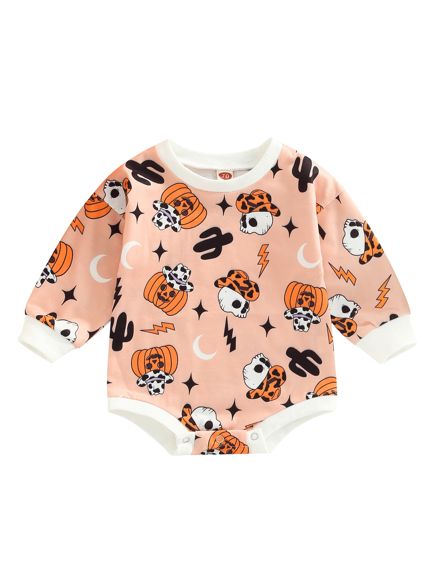 

Newborn Baby Girl Halloween Outfit Pumpkin Print Sweatshirt Romper Fall Clothes