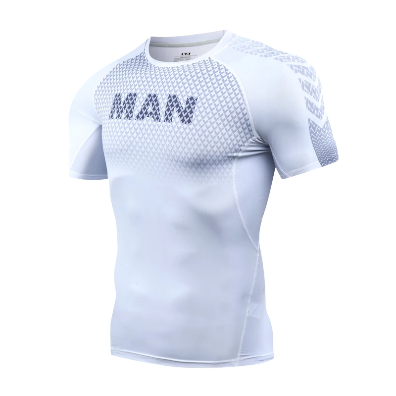 Tights men summer fitness short-sleeved summer quick-drying breathable sweat-absorbing high-elastic training running sports tops