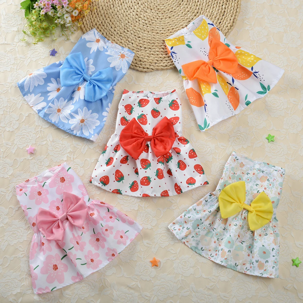 Low Price Fashion Summer Pet Dress Dog Flower Coat Puppy Cat Clothes Outfit Sleeveless Soft Thin Skirt |