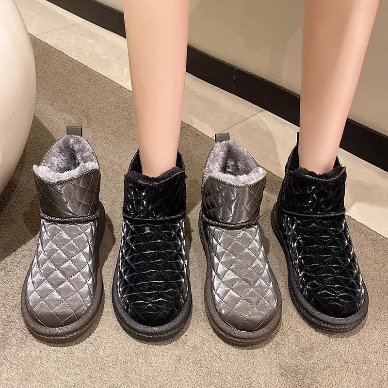 

Женские ботинки, сапоги, женская зимняя обувь, плюшевая обувь на плоской подошве, австралийская женская обувь с круглым носком на низком мех...