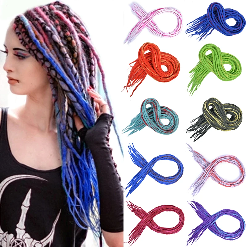 

Women Men Hip Hop Style Mix Colorful African Braids Handmade Wool Felt Wig Headdress Styling Tool Ponytail Headdress 10PCS