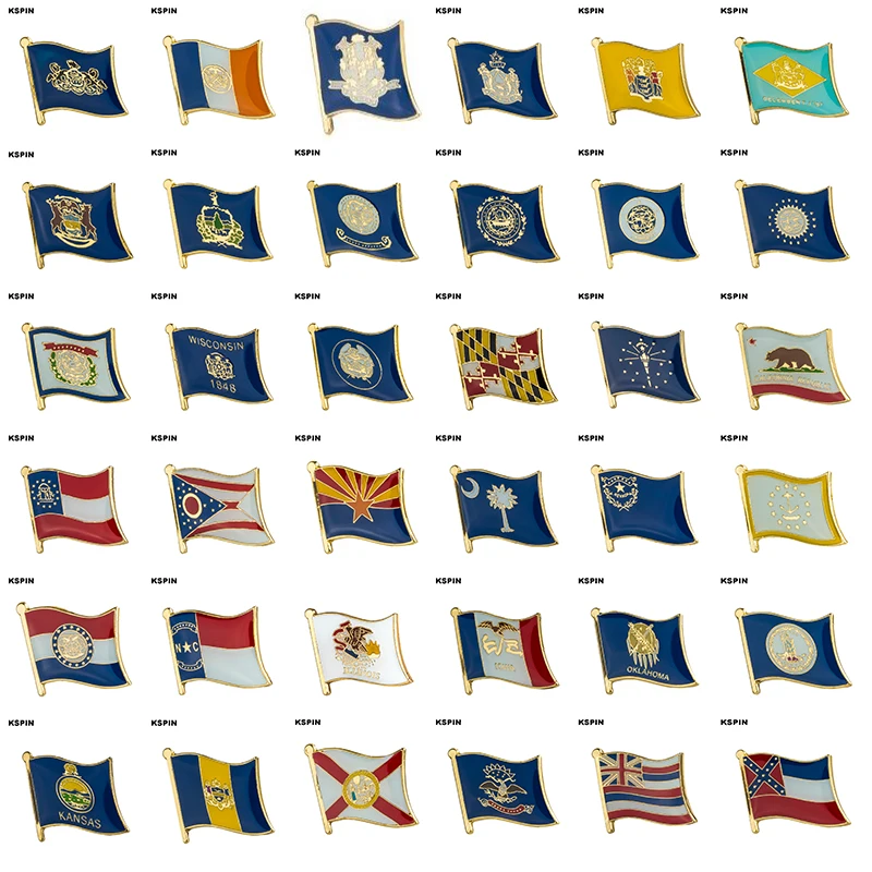 

Flag Laple Pin Badge Brooch New York Connecticut Maine New Jersey Delaware Michigan Vermont Idaho New Hampshire Minnesota Dakota