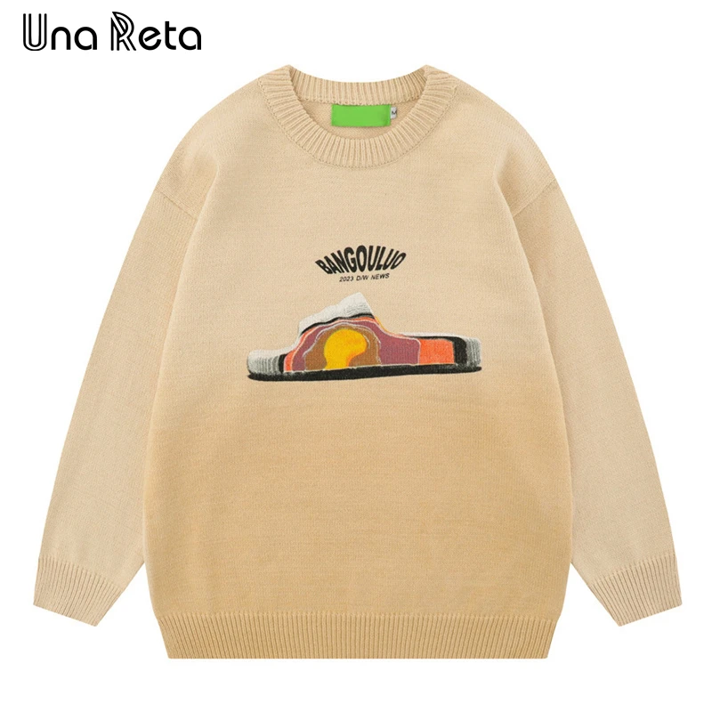

Una Reta Autumn Winter Sweater Men Pullovers Long Sleeve Harajuku Casual Sweater Hip Hop Inkjet Printing Unisex Knitwears Tops