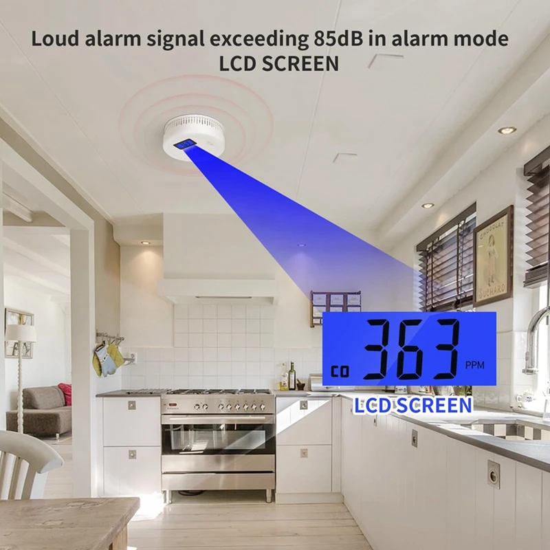 Сигнализация 2 в 1 детекторы оксида углерода 85 дБ для дома и кухни ЖК-экран