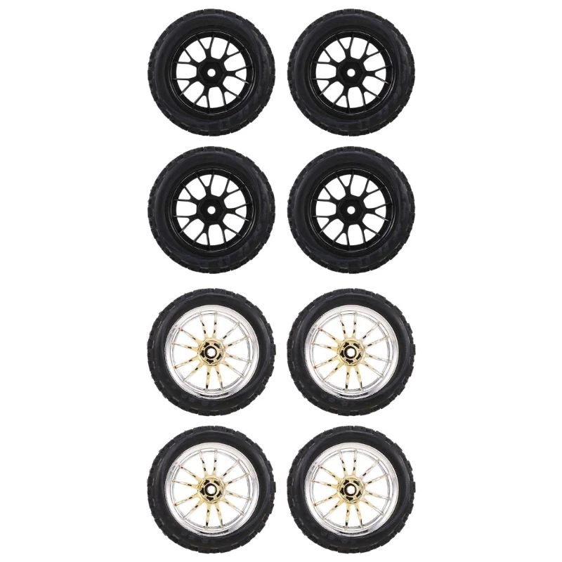 

4PCS RC Rubber Mud Wheel Tyre Crawlers Truck Tires with Metal Rims DropShipping