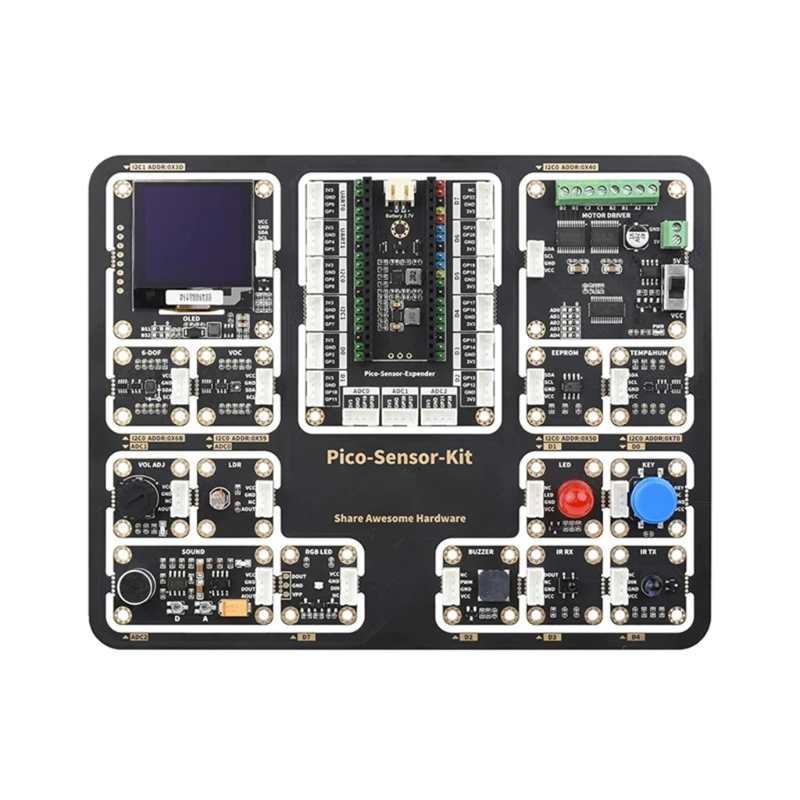 

K92F for Raspberry Pi Pico Entry-Level Sensor Kit, Including Pico Expansion Board and 15 Common Modules, All-in-one design