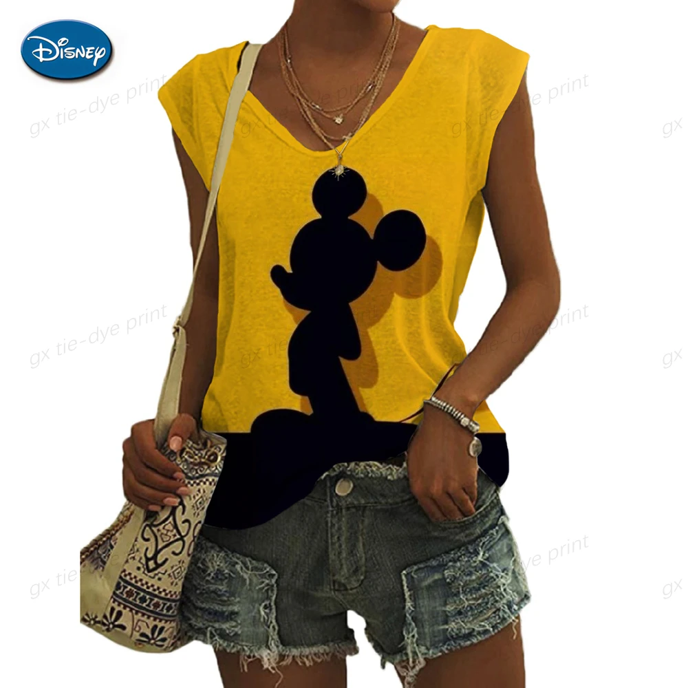 

Women Disney Cute Mickey Mouse Print Summer Vest Tank Tops Sleeveless Crew Neck Casual Streetwear Loose Camisole Girls Clothes