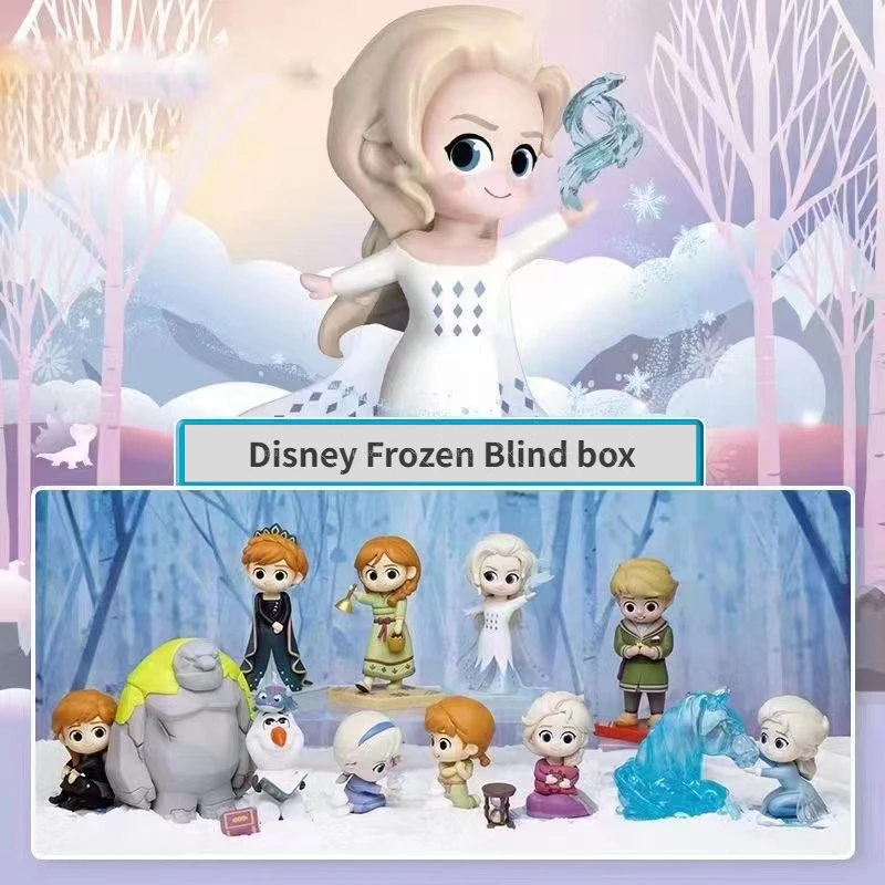 

Disney Cartoon Doll Frozen Blind Box Queen Elsa Princess Anna Olaf Kristoff Action Figure Collection Car Ornaments