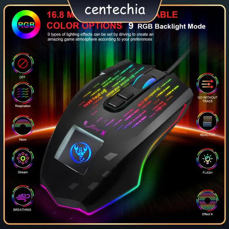 

Usb-мышь игровая Бесшумная с Rgb-подсветкой, механическая мышь с полноцветным освещением, не требует вождения, Проводная игровая мышь с подсве...
