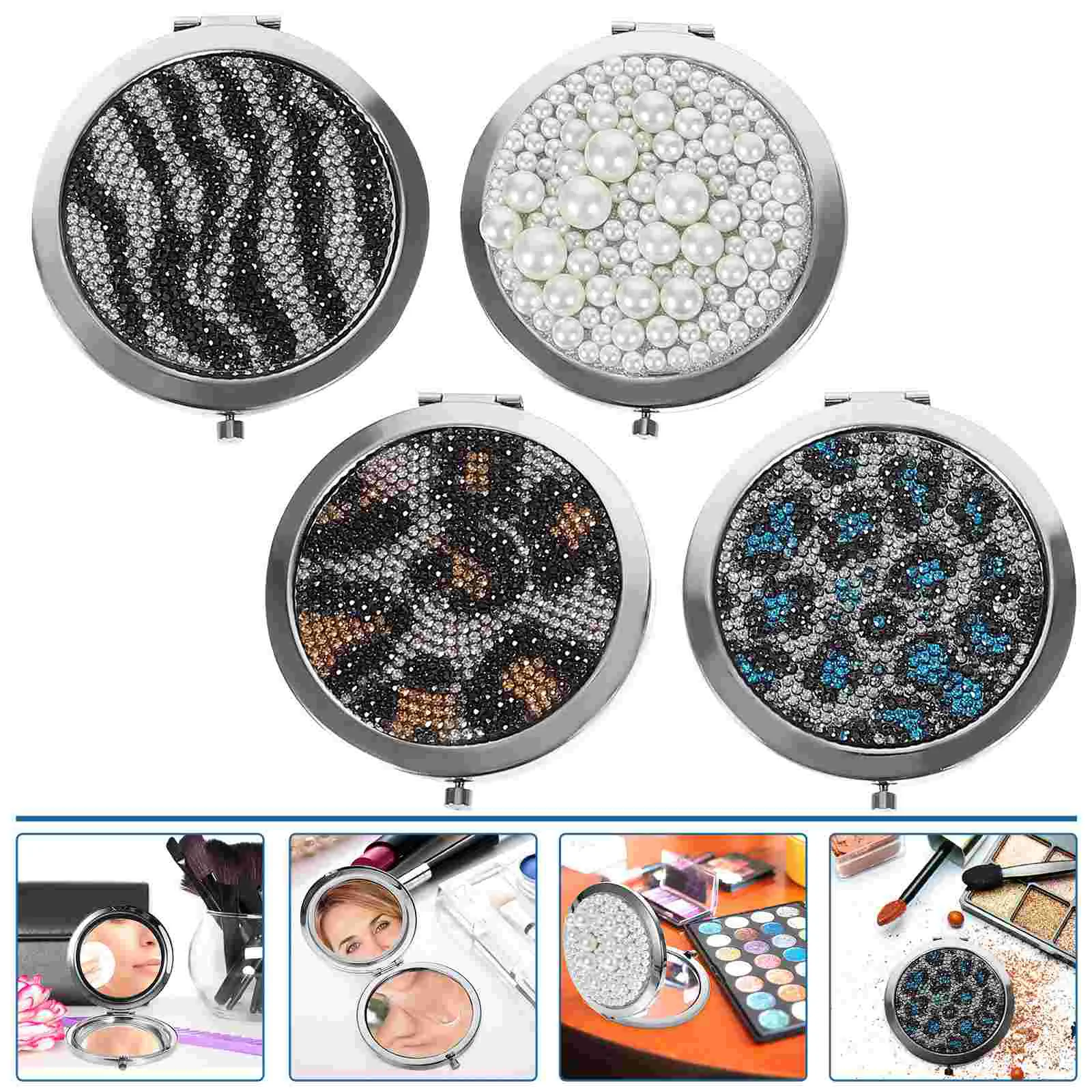 

4 шт. винтажное компактное зеркало, карманное зеркало невесты, складной круглый кошелек, зеркало для макияжа