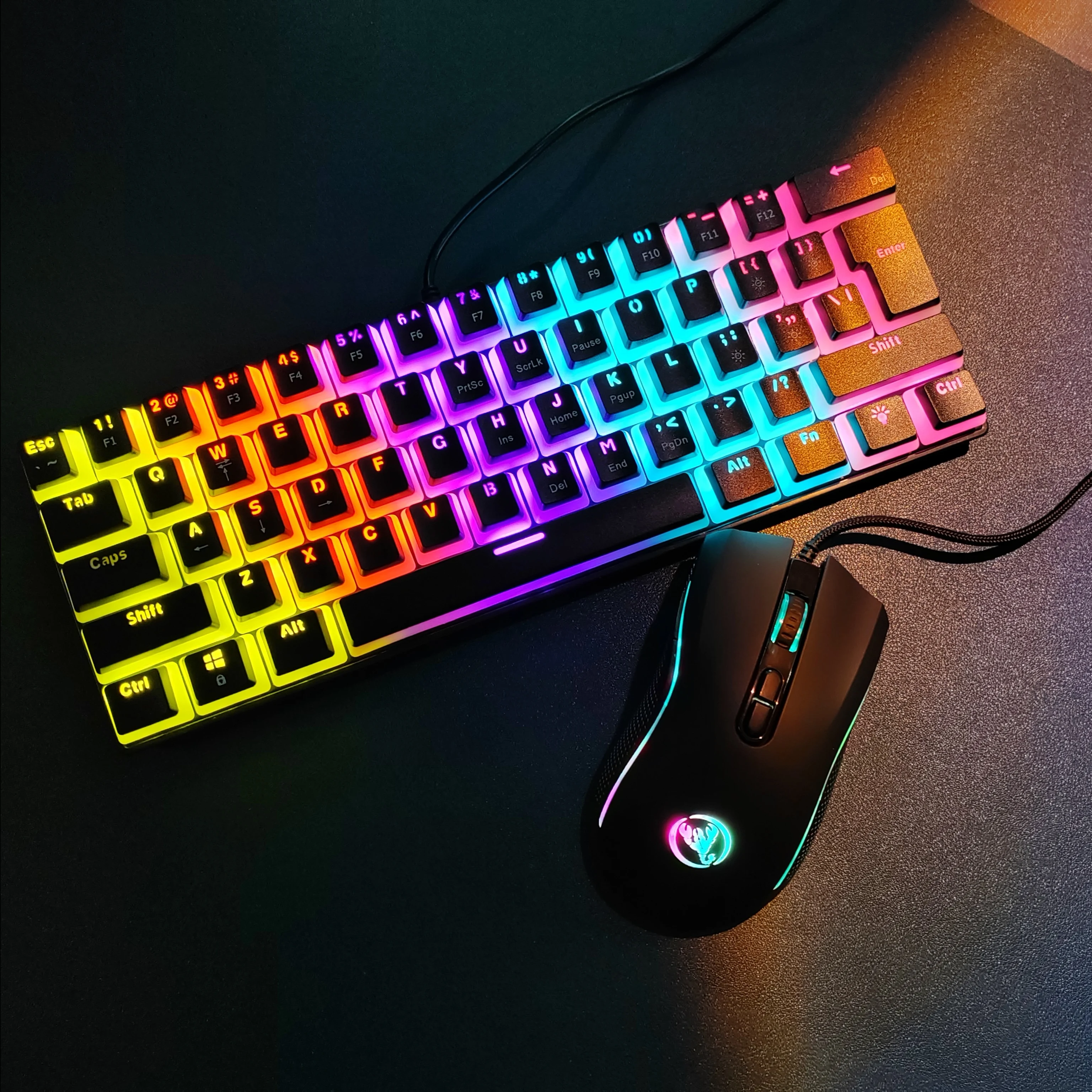 Популярный выбор mini 60% HXSJ L700 Проводная Механическая клавиатура и mosue e-sport RGB
