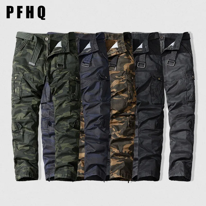 

PFHQ 2022 New High Quality Casual Cool Pant Men's Military Tactical Jogger Camouflage Cargo Many Pocket Stylish Trousers 21Q1488