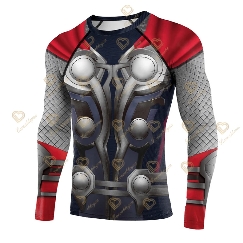 New The Endgame Captain 3D Superhero Long Sleeve Cosplay Compression Premium T Shirt Finess Gym Quick-Drying Tight Tops