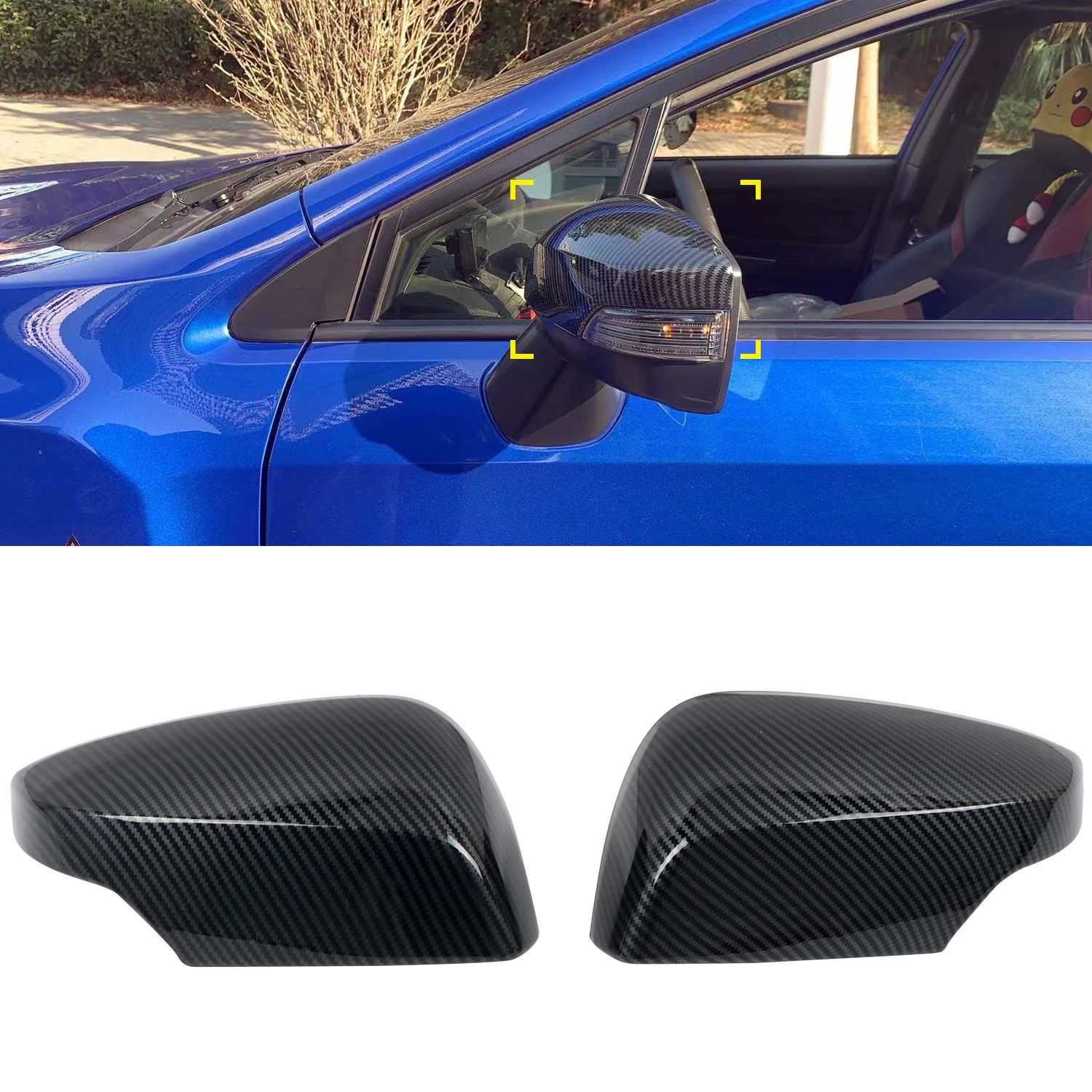 

Car Styling 2PCS ABS Carbon Fiber Side Rearview Mirros Decoration Cover Trim for Subaru WRX STi 2015-2021 Accessories