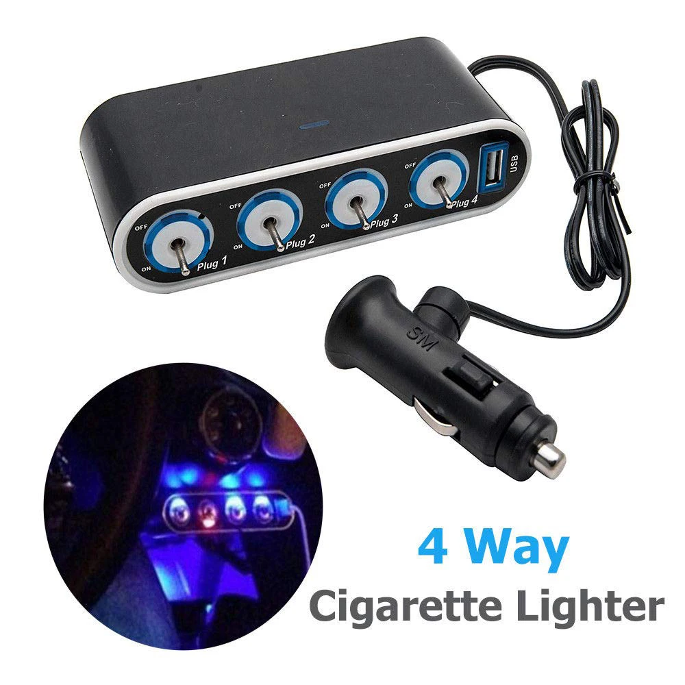 1 шт. 12 В/24 В постоянного тока USB 60 Вт 4-сторонний многоразъемный автомобильный