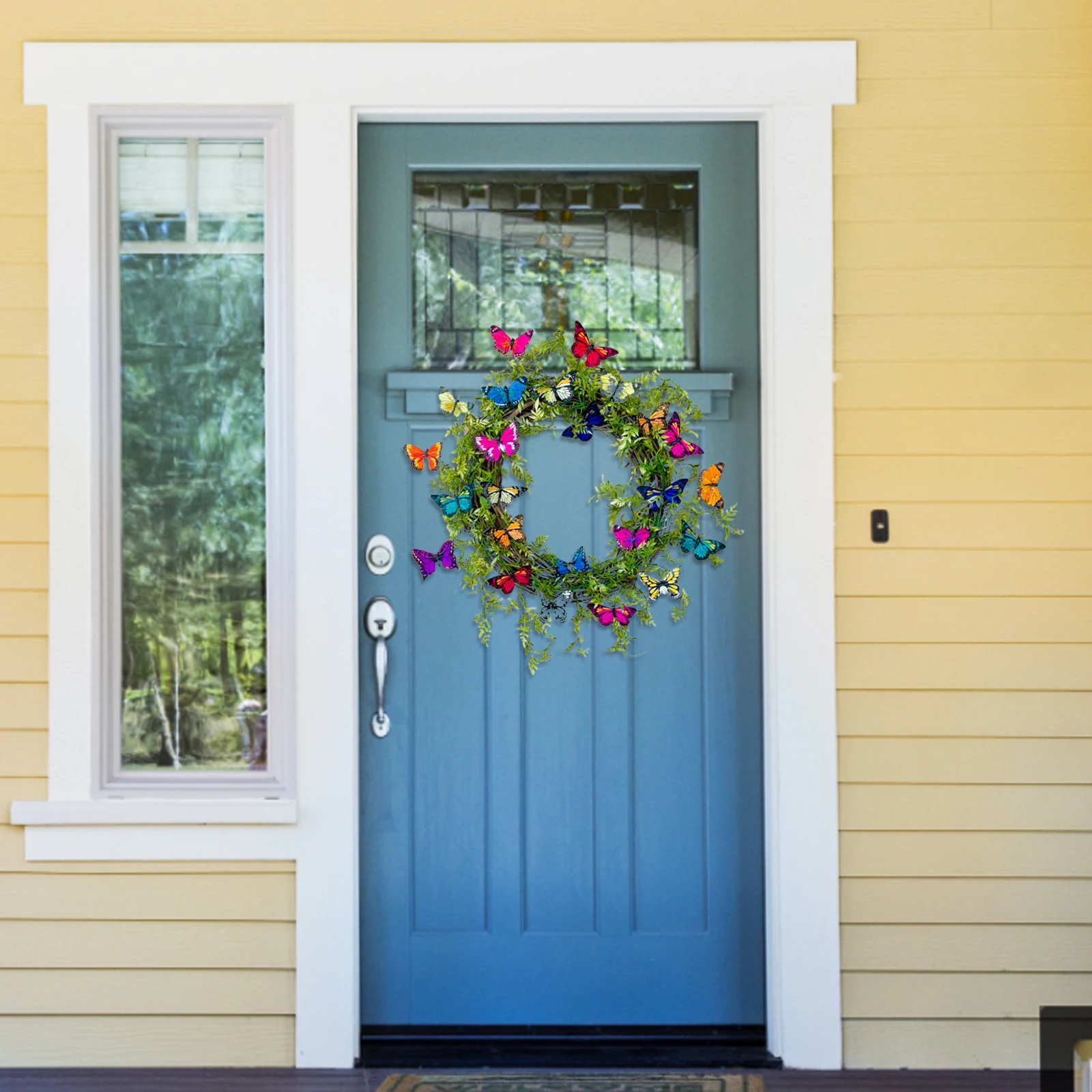 

Door Butterfly Front Wreath Spring Wreath Ornament Artificial Plant Decor Flower Garland Door Decoration Ring Wedding Pendant