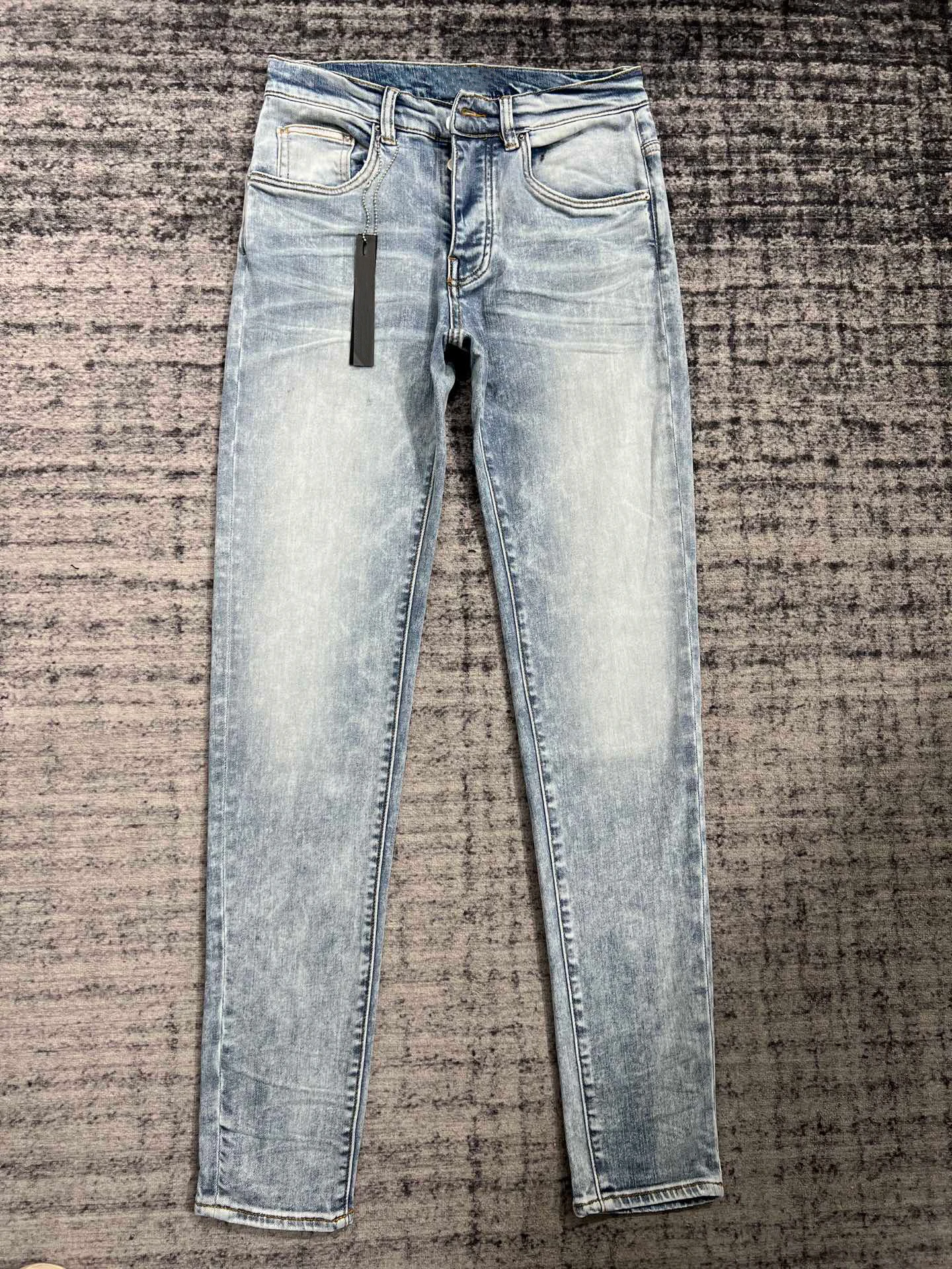 

Simple Version Men's Light Versatile Buttons Slim Jeans New Blue Feet 2023 Small Jeans Korean