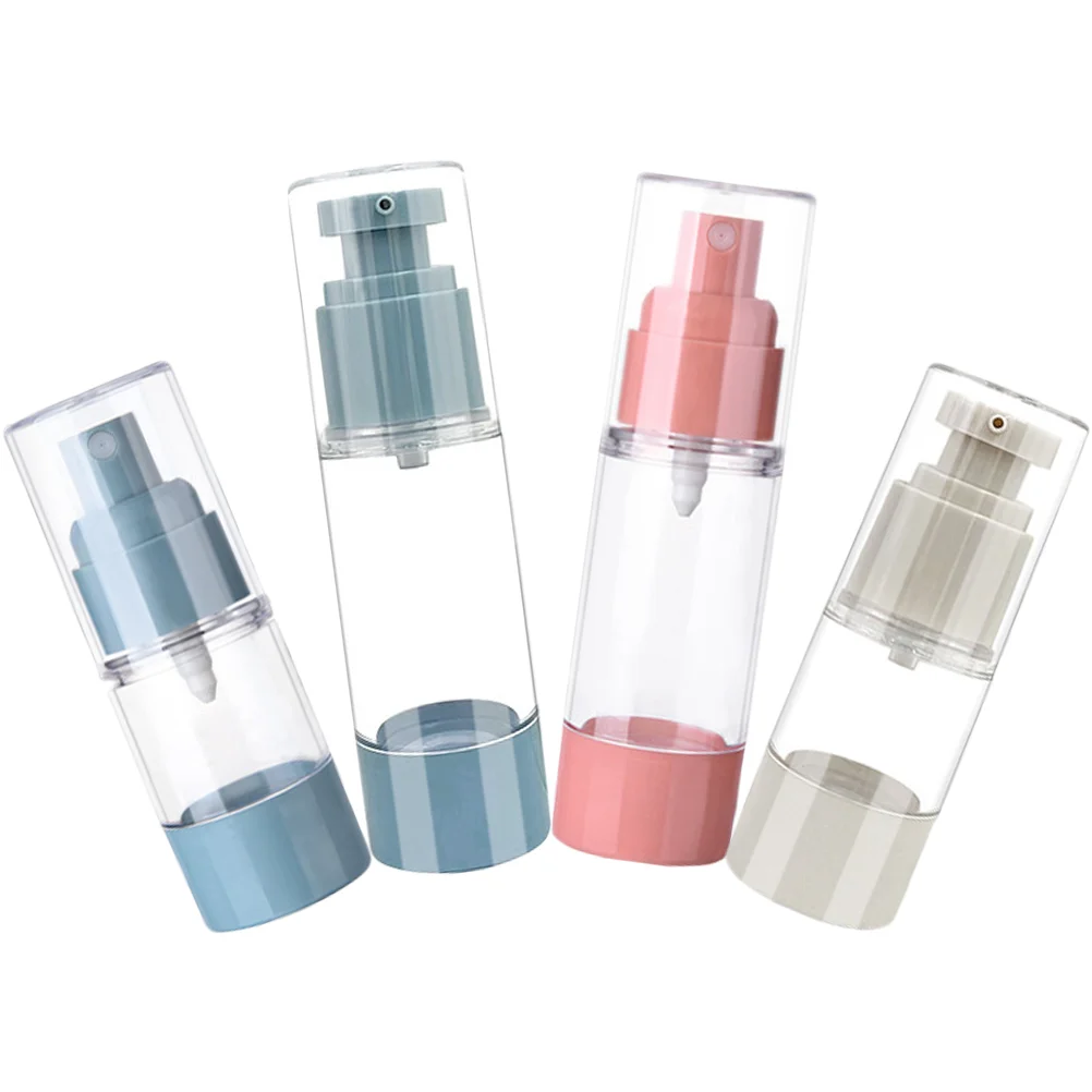 

4 Pcs Vacuum Bottle Mini Travel Toiletries Press Pump Empty Foundation Container Cream Lotion Airless Bottles
